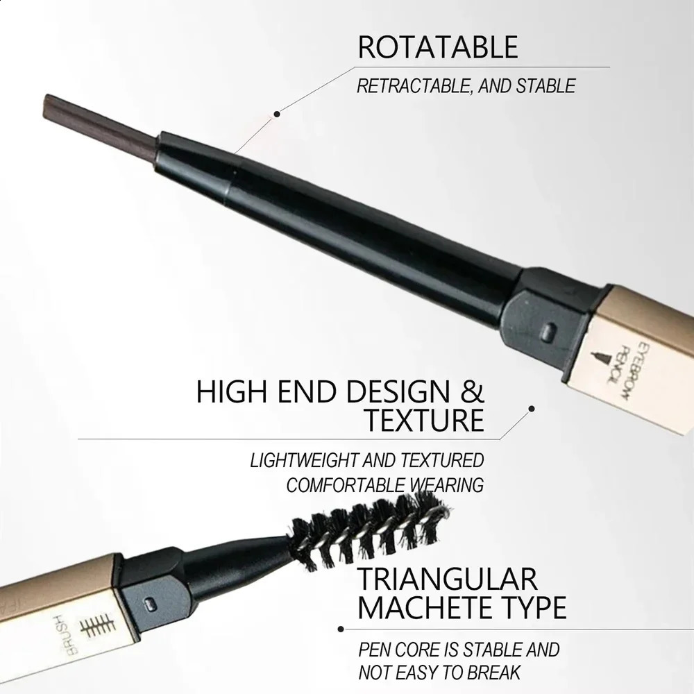 5 Colors With Brush Double Head Eyebrow Pencil Waterproof Smooth Eyebrow Stick Sweatproof Eyebrow Gel Tattoo Pencil Cosmetics 250809