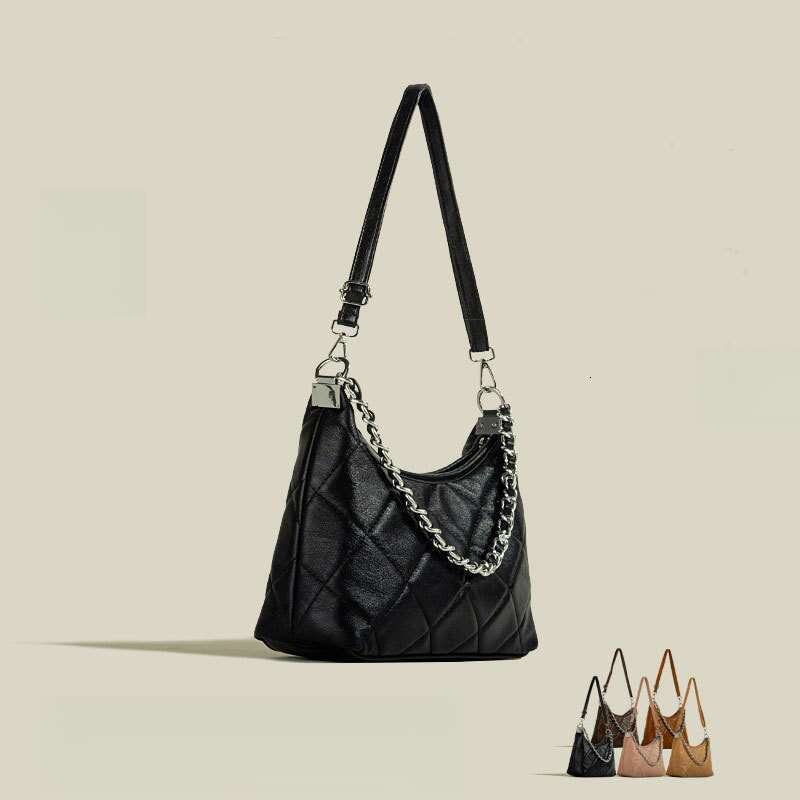 DHessentials 2025 Trendy Chain Strap Shoulder Bag - Fashionable PU Crescent Underarm Purse for Women, Versatile Crossbody Bag (27x19cm, 340g)