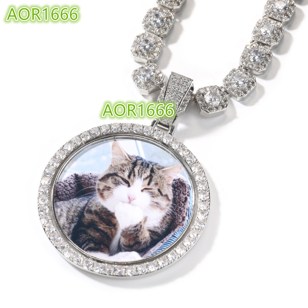 Custom Big Size Double Side Round Disc Photo Picture Frame Rotatable Memory Pendant Necklace for Women Men Anniversary Gift