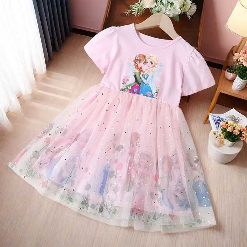 2025 Girls Dress Summer Kids Clothes Short Sleeve Children Frozen Elsa Princess Baby Girl Toddler Cute Birthday Party Dresses W250811