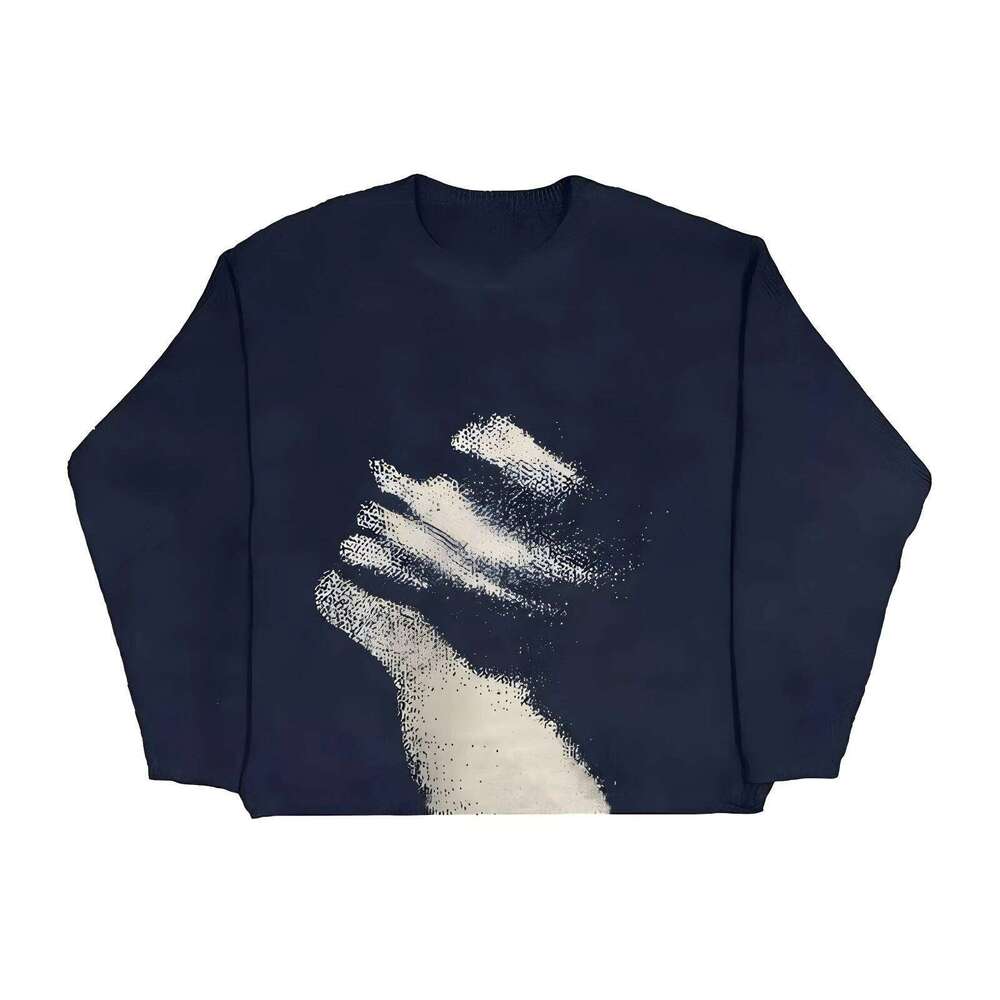 Y2k Haruku Aesthetics Vintage Loose Punk Streetwear Knitted Unisex Rock Goth Graphic Print Sweater Knit Pullover Hip Hop Top