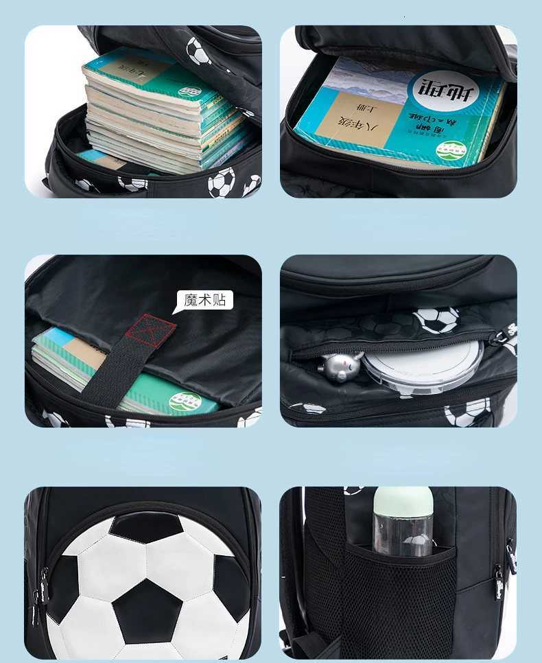 Fashion New Student Backpacks for 1st to 3rd Grade Boys Large Capacity Schoolbags Waterproof Lightweight Football Backpacks M250811