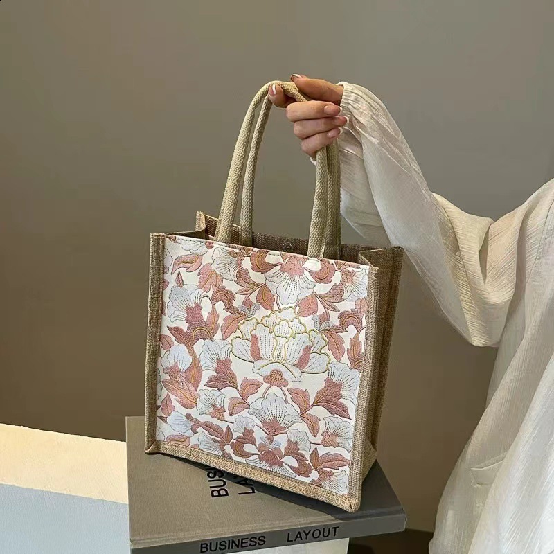 Stylish Floral Pattern Tote Handbag Trendy Satchel Large-capacity Bag With ZIPPER 240912