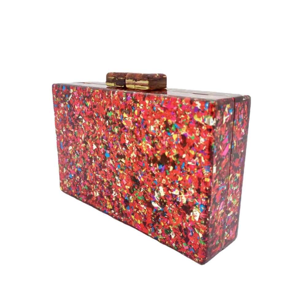 Women's Baita New Single Shoulder Crossbody Fashion Acrylic Colorful Sequin Evening Clutch Bag