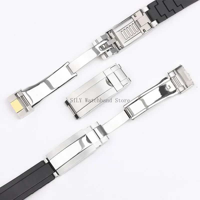 Curved Rubber Watchband Soft Silicone Strap for Rolex for Oysterflex Men Women Sport Bracelet Folding Buckle Wristbelt Band 20mm W250811