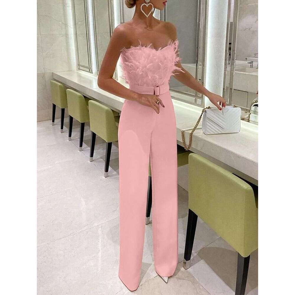 Women's Clothing Feather Tube Top Sexy Fashion Jumpsuit