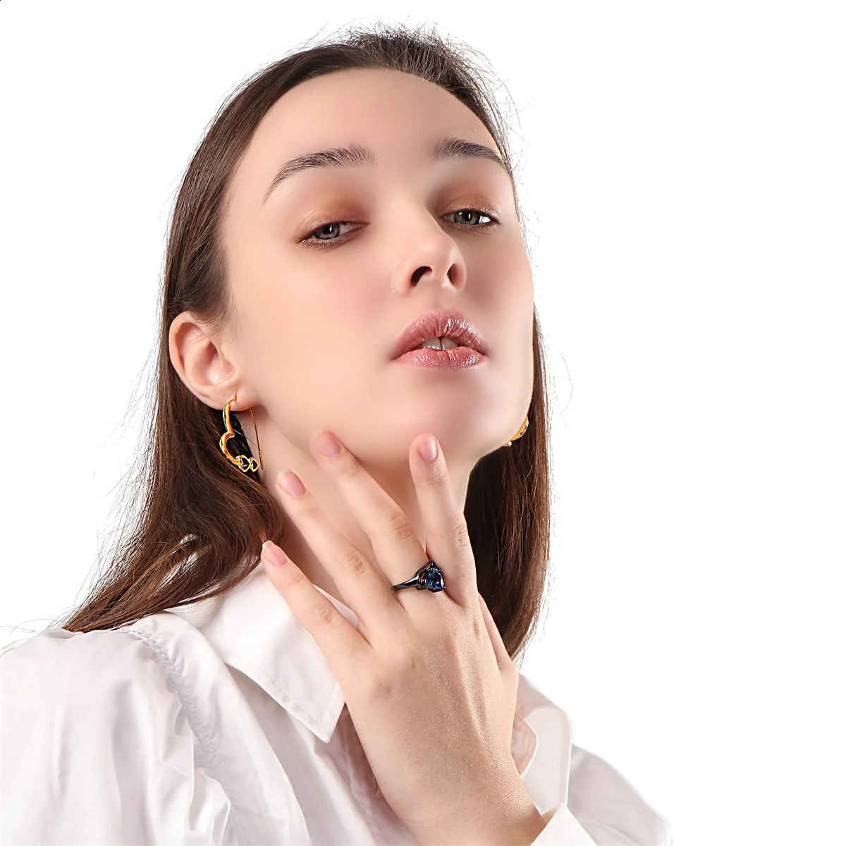 Fashion Couple Rings Romantic Women Heart Blue Rhinestones Zircon Ring Men Stainless Steel Celtic Dragon Ring Wedding Jewelry 250805