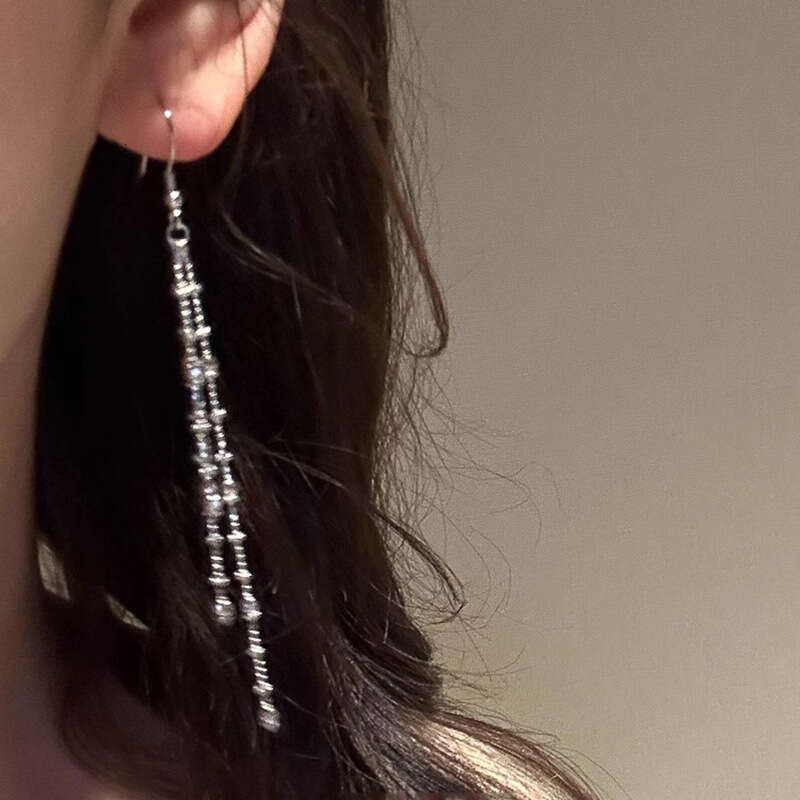 Tassel Long Chain Ear Hooks Designer 2025 New Korean Style Jewelry High-end Sense Face-slimm Earrs