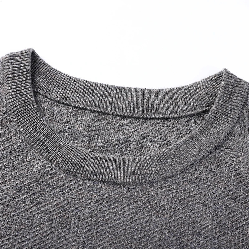 Mens sweater with worsted cashmere shoulder sleeves 16-pin high-quality autumn crew neck wool sweater 250806