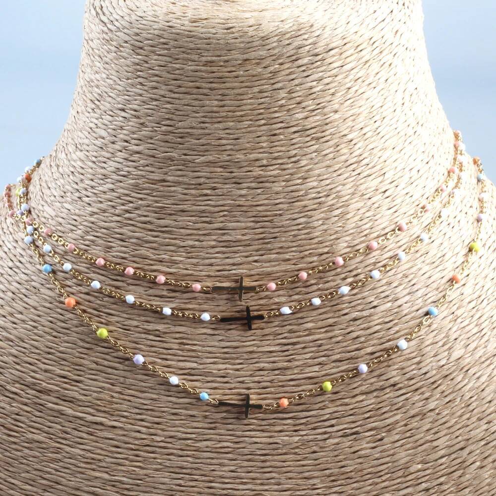 ZMZY New Bohemian Fashion Cute Cross Pendant for Women Stainless Steel Choker Necklace Gold Plated Bijoux Collares Jewelry for Women