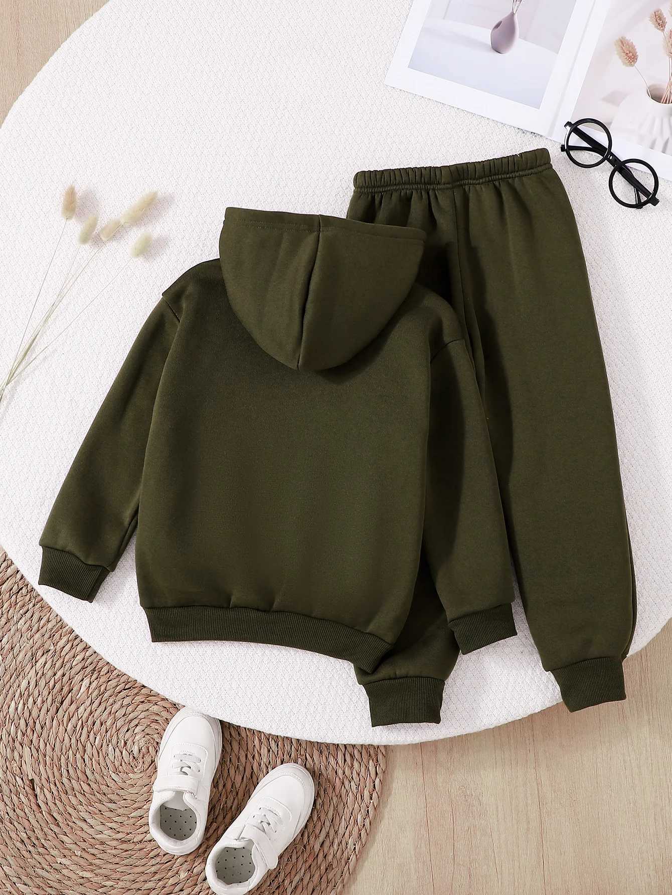 Boys Plus Velvet Thickened Sweatshirt Hooded Trousers Set NEWYORK Prints for Your Childrens Ideal Gift Z250811