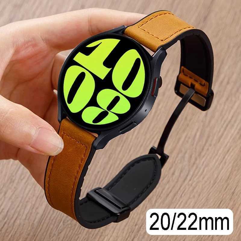 22mm 20mm Leather Silicone Strap For Samsung Galaxy Watch sh 6 5 h 4 40mm/44mm Magnetic Band For Galaxy Watch sh Classic hzzmm 47mm W250811
