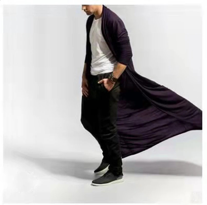 Spring Summer Men Thin Trench Tops Long Cardigan Windbreaker 2025 Fashion Loose With Sleeves Poncho Cloak Coat Streetwear 250729