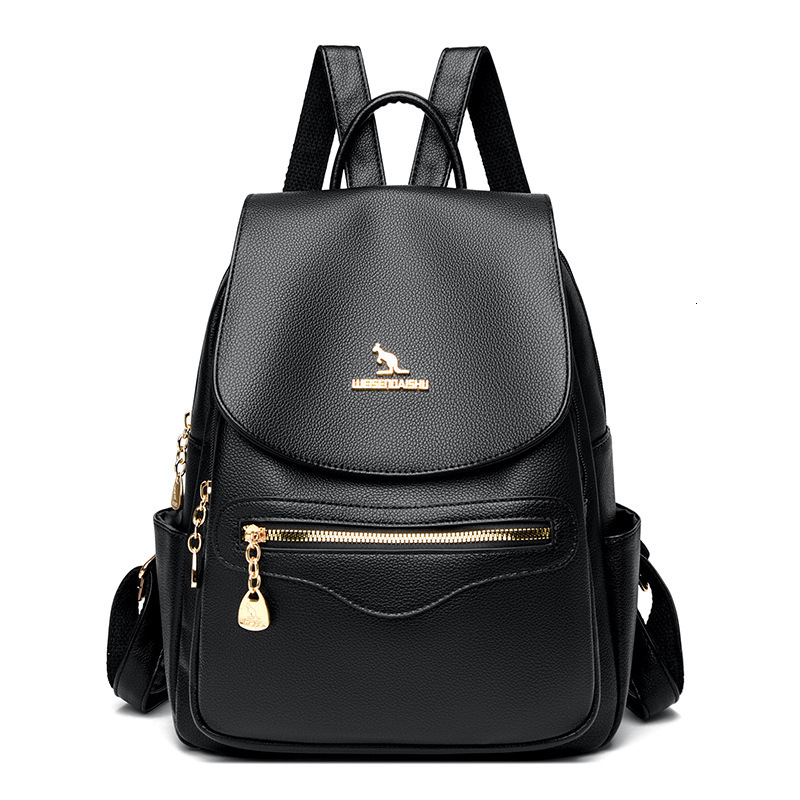 Soft Leather Double Shoulder Women's 2025 New Simple Versatile Large Capacity Commuting Outdoor Travel Student Backpack ddmymoon