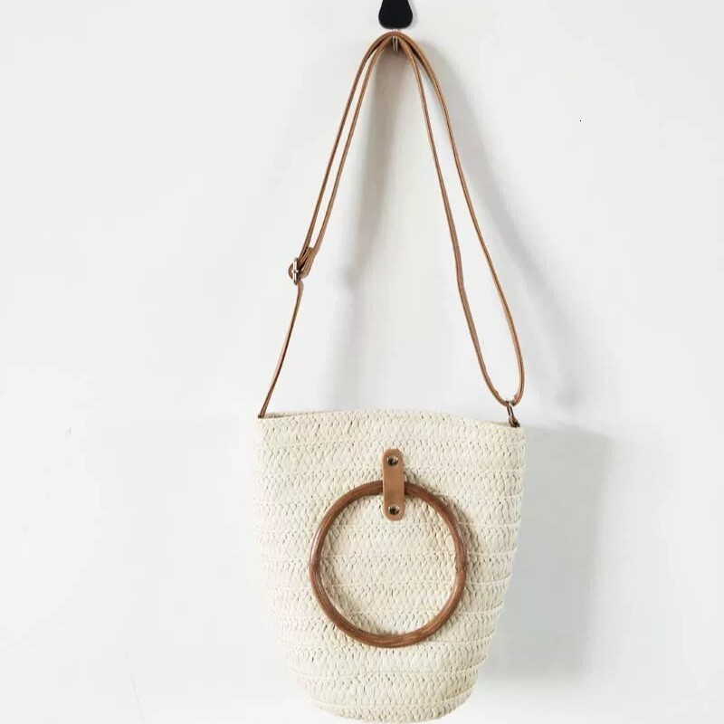 2025 Autumn New Women's Shoulder Bag Cylindrical Straw Weaving Large Capacity Handbag Designer's Bag Women's Crossbody Bag