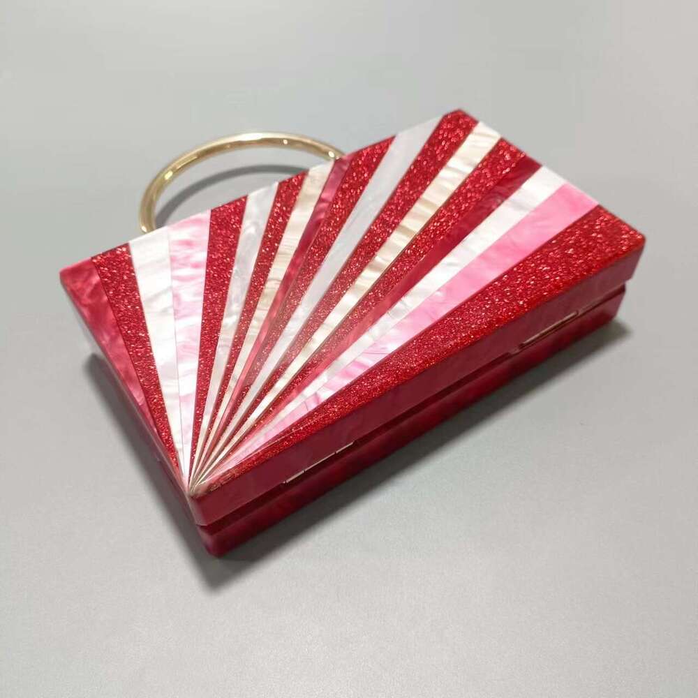 Women's New Striped Acrylic Handbag Fashionable Wedding Evening Chain Crossbody Bag