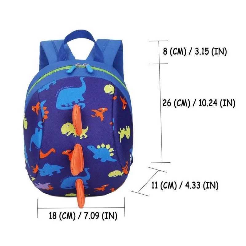 Infant Baby Dinosaur Safety Harness Backpack Toddler Kids Canvas Leash Anti-lost Kindergarten Bag Children Animal Schoolbag Gift M250811