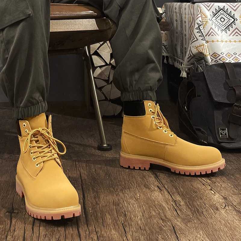 Brown Boot Security Boots Men Genuine Leather Mens Motorcycle Boots Military Shoes Work and Safety Shoes Booties Men Mens Shoes W250811