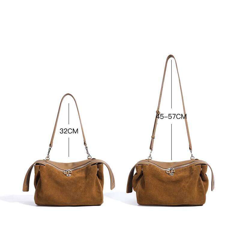 Women's new beef two-layer suede leather fashion crossbody bag niche designer women's high-quality temperament shoulder