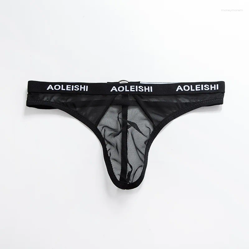 Underpants Simple Low-waist Transparent Mesh Underwear Men's Breathable Thin Naked Invisible U Convex Triangle Thong G22
