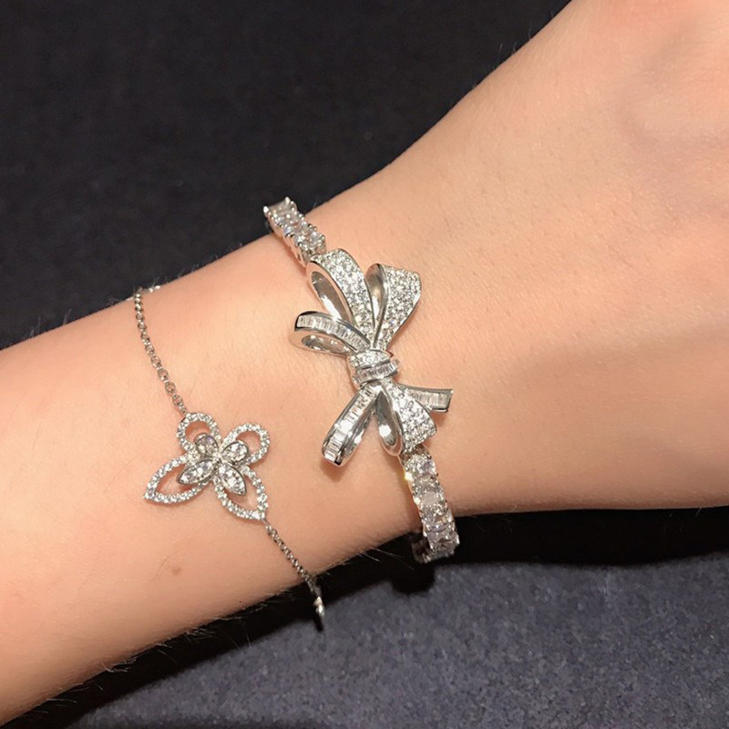Elegant High-End Zircon Bowknot ing Bracelet 2025 New Trend Ins Light Women's Jewelry