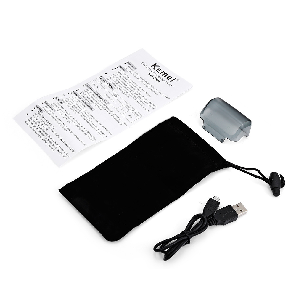 KM - 2024 Kome's new USB charging reciprocating double-net shaving razor with gold and silver blades, fully washable for the entire body. Z250402