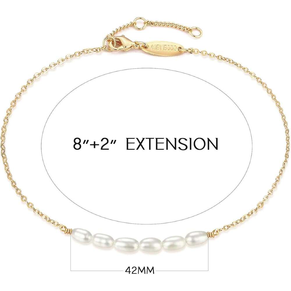 Boho Delicate Handmade Gold Plated Dainty Beach Pearl Foot Chain Ankle Bracelet Adjustable Wafer Anklet for Women ANK-Pearl