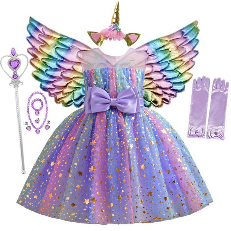 unicorn dress for girls flower birthday princess ball gown elegant childrens wedding party Christmas costume for girls clothing W250811