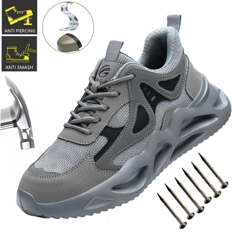 Lightweight Safety Shoes Men Work Shoes Steel Toe Cap Working Boots Sneakers Man Anti Puncture Breathable Sport Work Shoes 250805