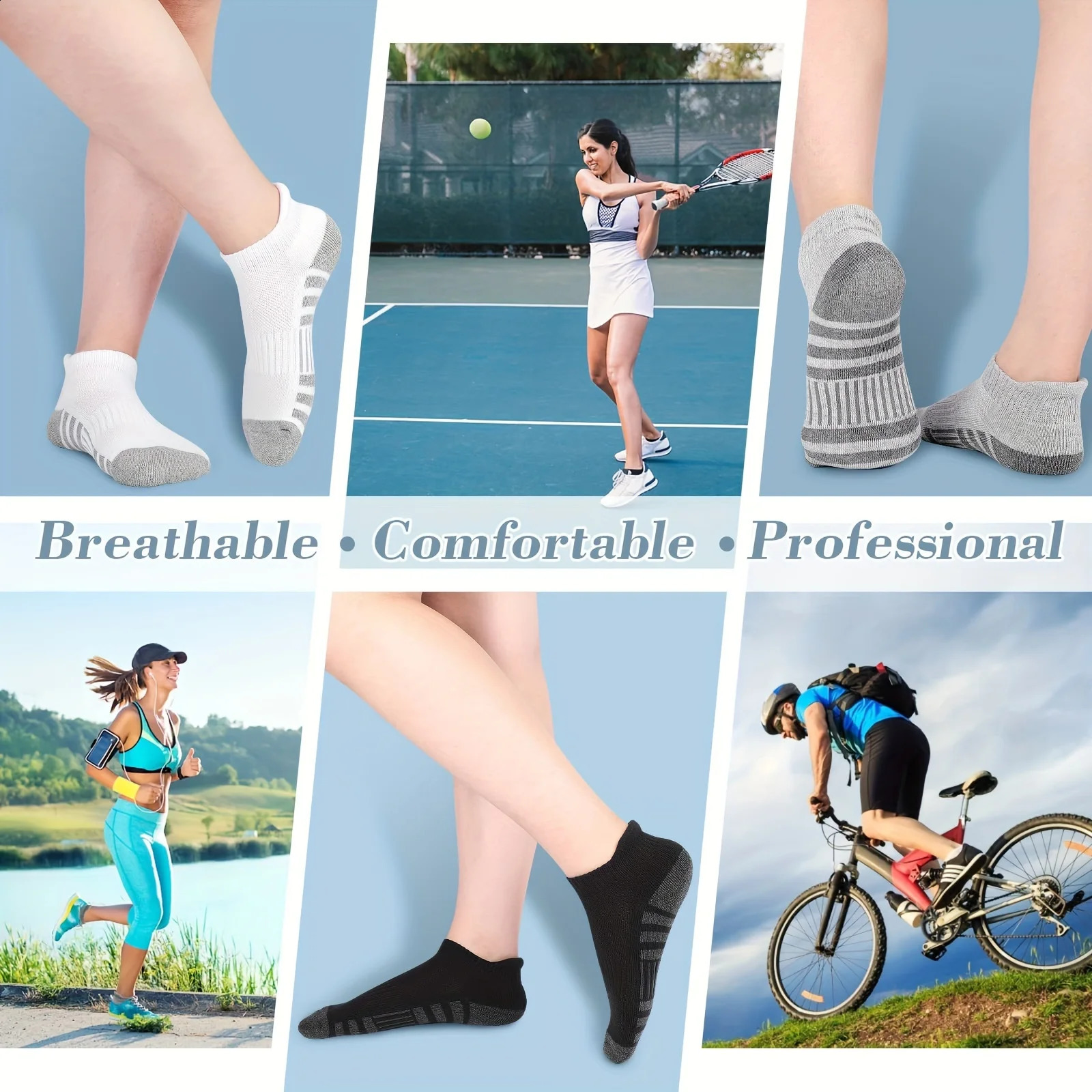 12 Pairs Mens Mesh Breathable Sports Ear Lifting Socks All Season Solid Color Low Cut Casual Short Tube 250805