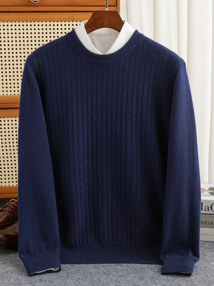 100% Pure Cashmere Sweater Men O-Neck Pullover Autumn Winter Soft Long Sleeve Casual Large size Base Shirt Youth Knit Tops 250806