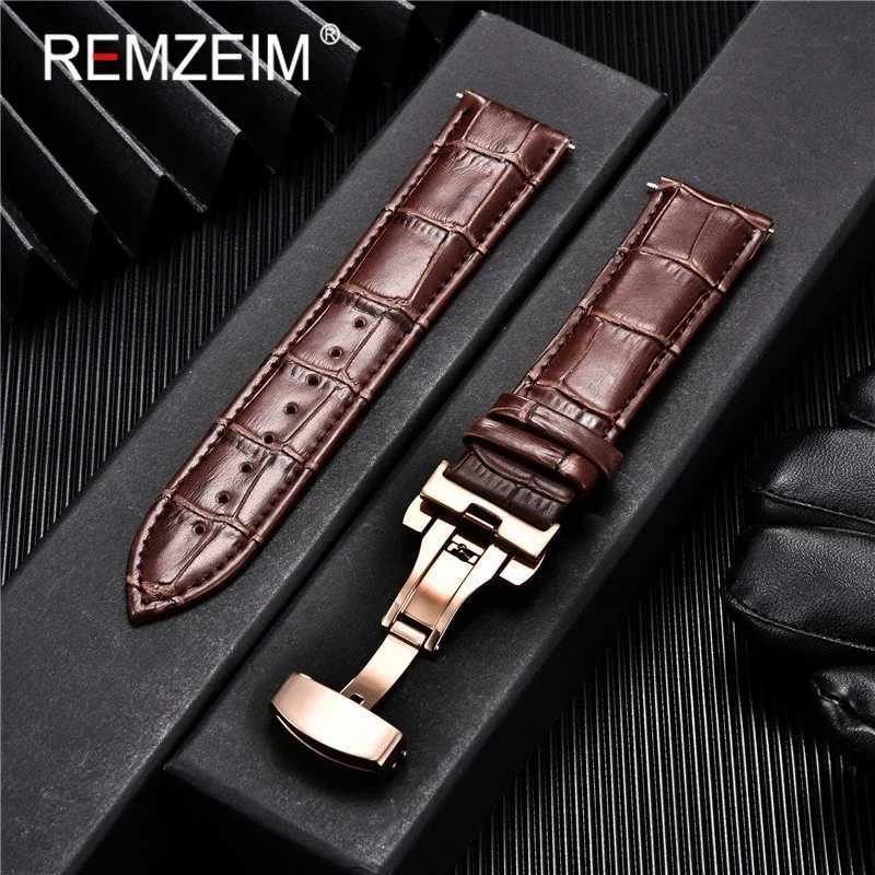 Leather Watchband 18mm 19mm 20mm 21mm 22mm 24mm Men Women Leather Strap Automatic Butterfly Clasp Watch Band Watch Accessories W250811