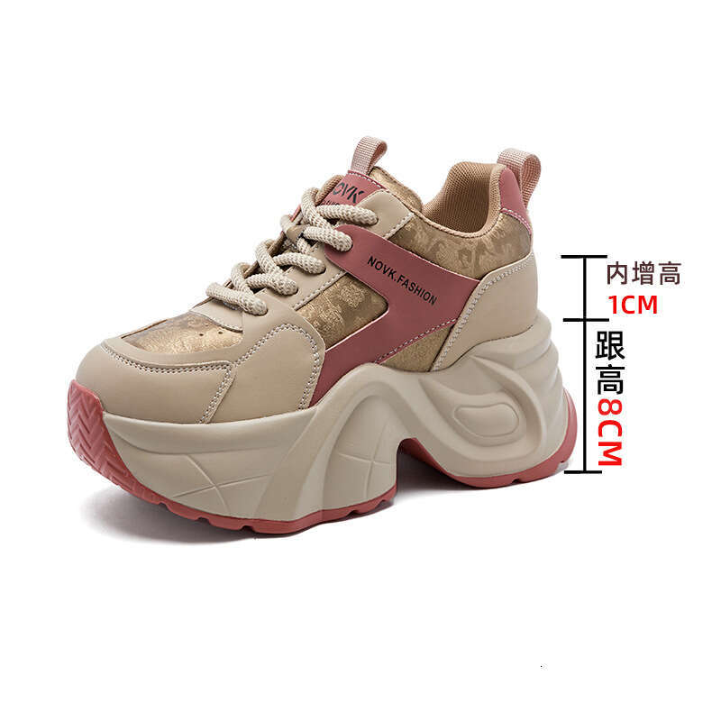 High-End Style Outdoor 2025 Designer Shoe Autumn New Thick-Soled Height-Increasing Dad Sneakers for Women Casual Genuine Leather Sports Shoes