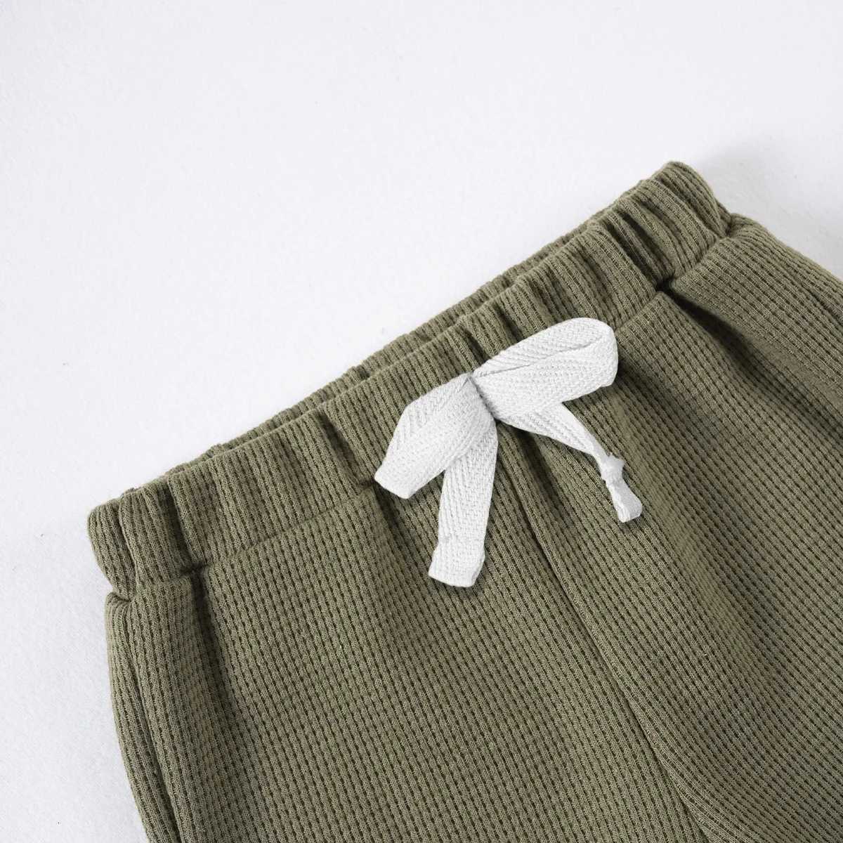 2024 Summer New Kids Suit Toddler Boys Girls Solid Color Suit Cute Bear Short Sleeve + Breathable Shorts 2pcs Comfortable Z250811