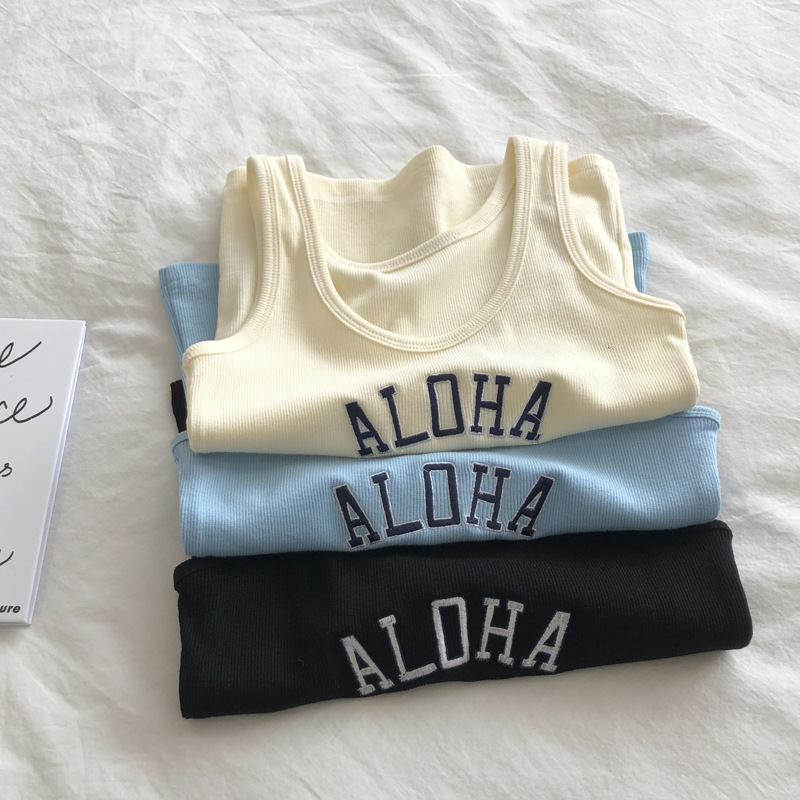 2025 Ice Silk Thread Design Embroidered Slimming Summer Top for Women Casual Slim Fit Sleeveless T-Shirt Vest for Women