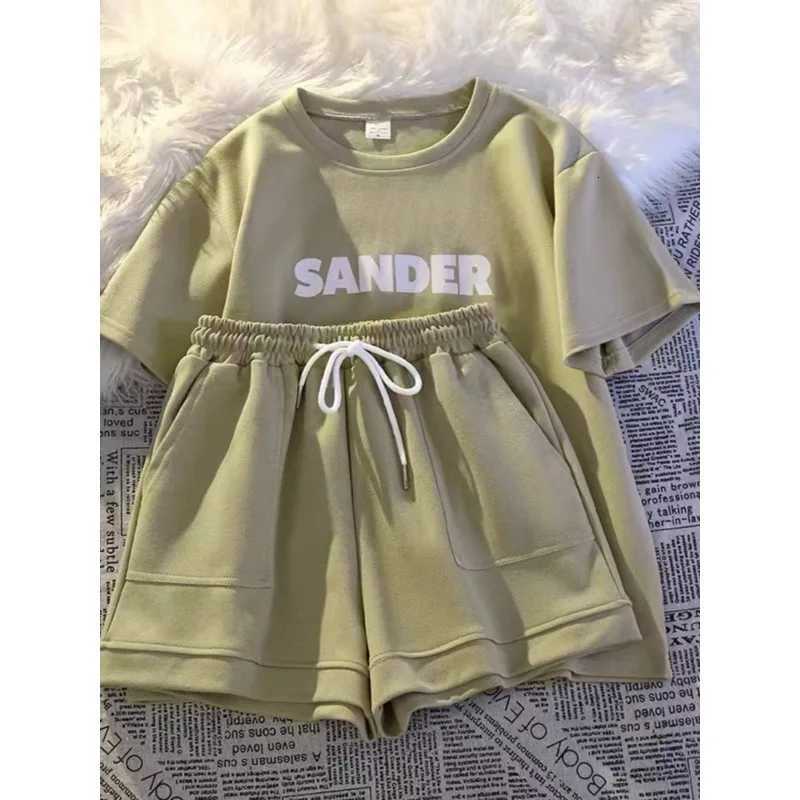 Summer new Girls set short sleeved T-shirt with letters for children Korean-style casual shorts for kids. Z250811