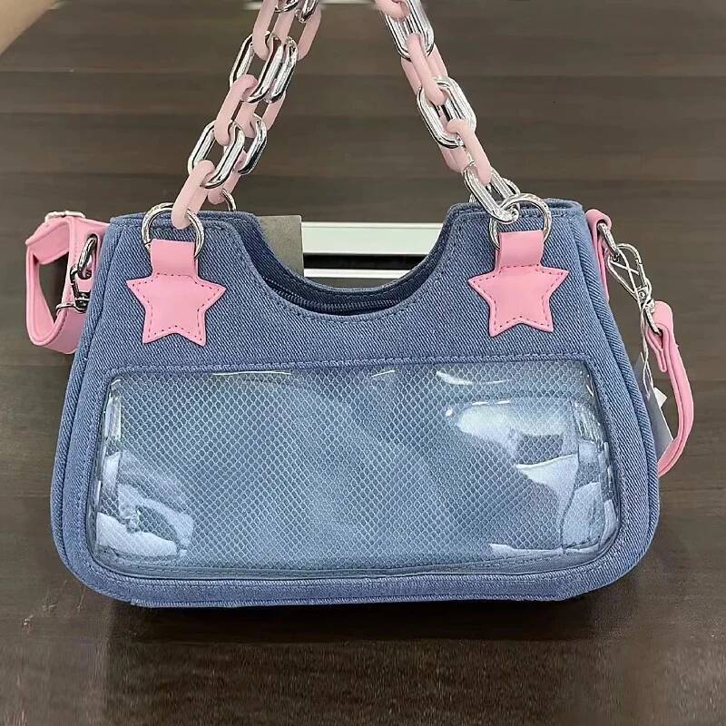Autumn New Korean Fashion Women's Shoulder Bag Denim Bag Chain Women's Crossbody Bag Niche Zipper Wallet Women's Light Luxury Square Ba