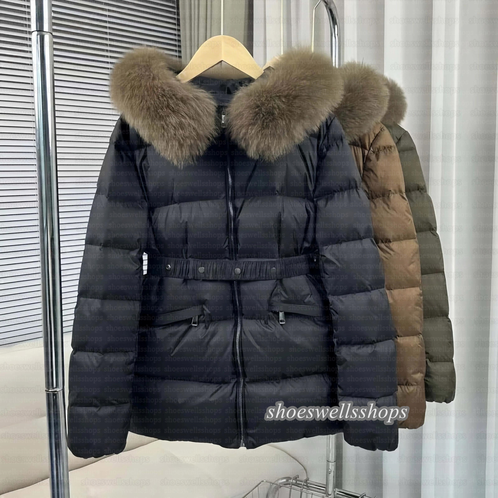 Womans coat designer women jacket winter boed short down jackets fur coats real raccoon hair collar Puffer jacket women parkas with belt lady cotton coat Doudoune