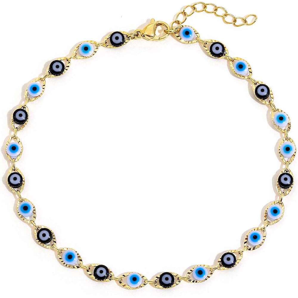 Evil Eye Beaded Women, 14K Gold Plated Bracelet Jewelry Beach Beads Anklet Set Ankle Bracelets for Women