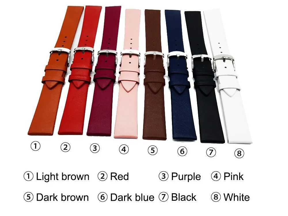 12mm 14mm 16mm 18mm 20mm 22mm Genuine Leather Watch Strap with Silver Pin Buckle W250811