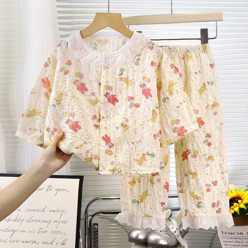 2 Pcs Summer Fall Long Sleeve Home Clothes Set Girls Sleepwear Sets Childrens Pajamas Spring Baby Girl Air Conditioning Suit Z250811