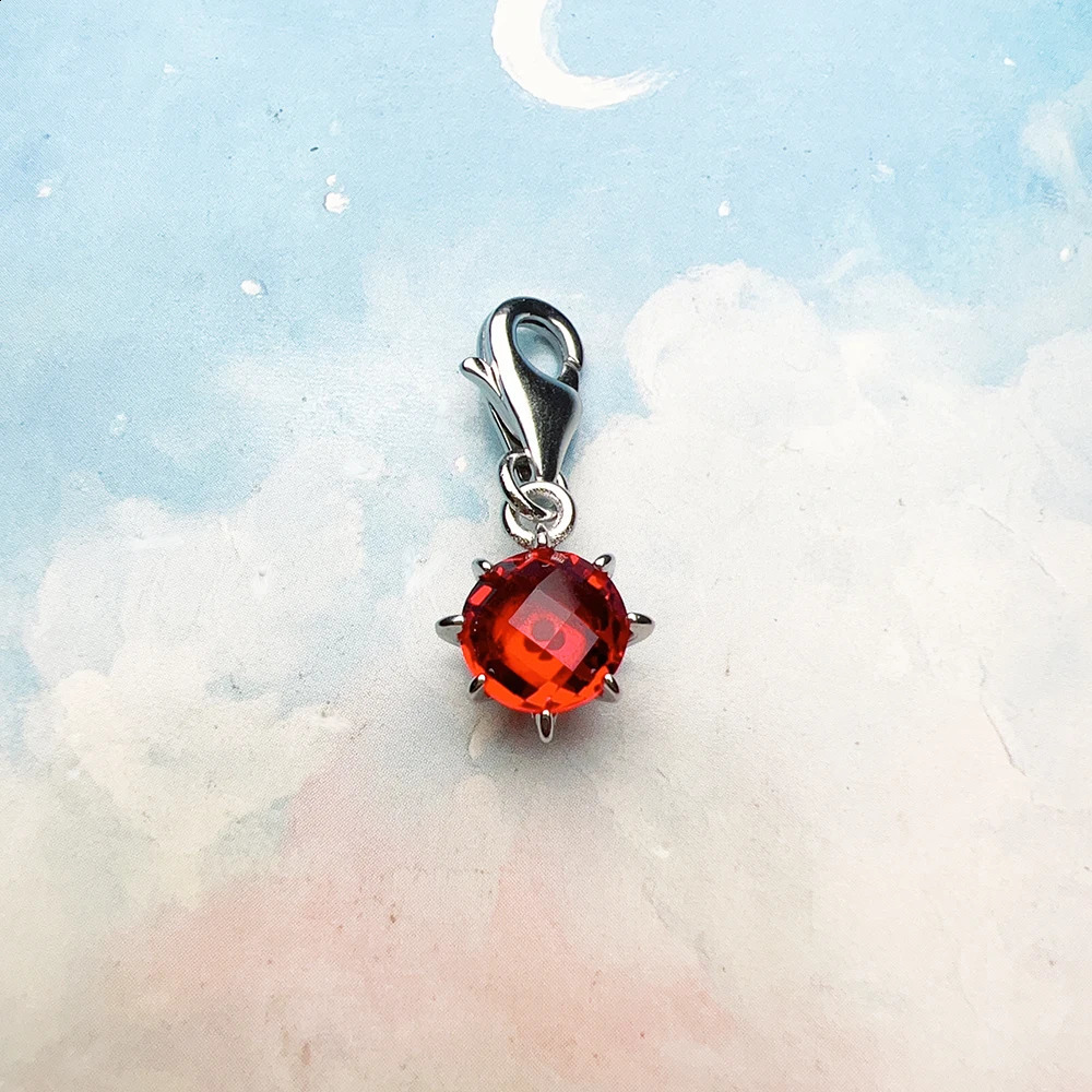 Red Stone Dangle Charm Europe Club Fine Jewelry For Women Summer Trendy Gift In 925 Sterling Silver 250807