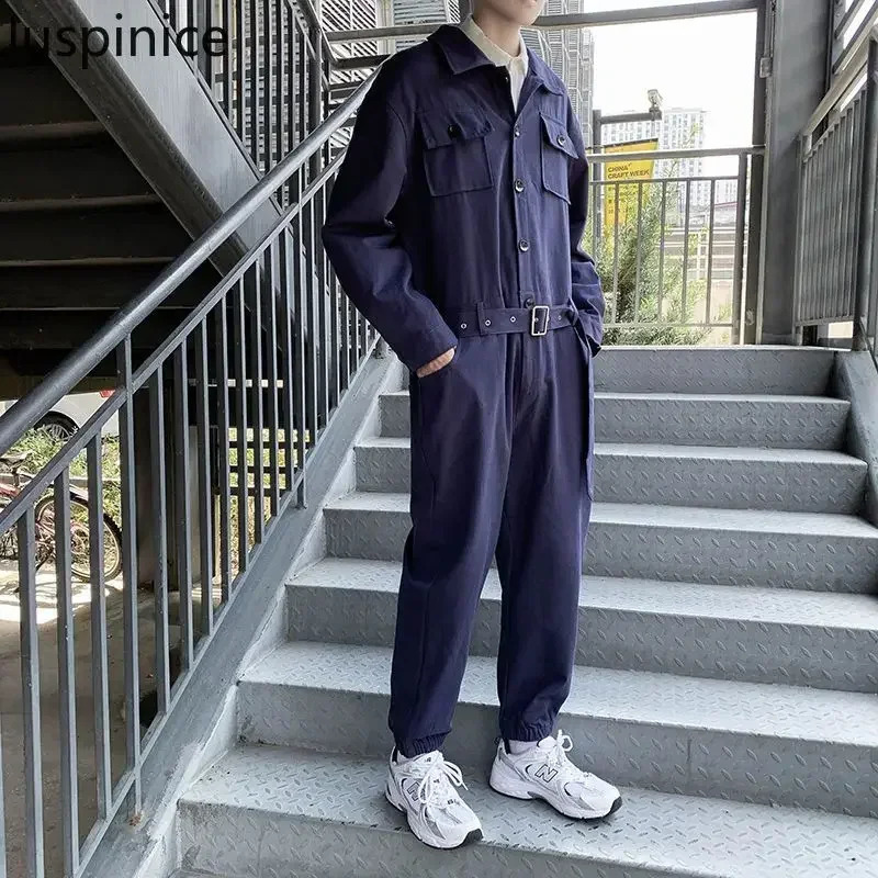 Japanese Retro Workwear Jumpsuit Mens Loose High Street Personality Casual Simple Hiphop Jumpsuits Men Bottom Male Clothes 250729