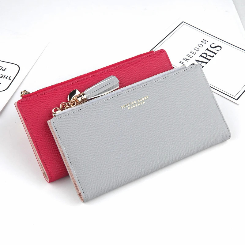 Women Long Wallet Tassel Zipper Phone Case Crossed Grain PU Leather Coin Purse Card Holder Cute Clutch Pink Money Bag For 250809