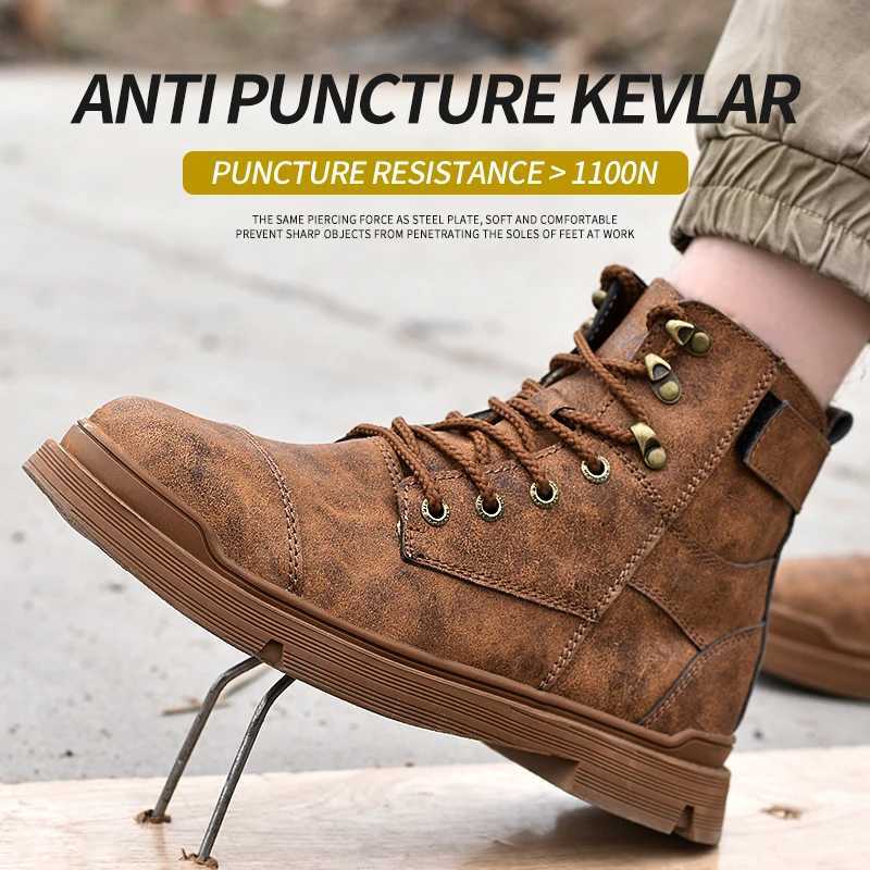 Safety Shoes For Men Lightweight Steel Toe Original Waterproof Work Safety Sneakers Boots Anti-Smashing Steel Toe Puncture Proof W250811