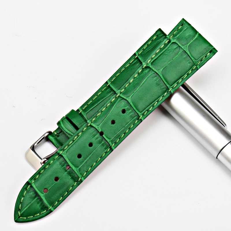 Good Quality Fashion Green Watch Strap Women Men 14mm 16mm 18mm 20mm 22 mm Genuine Leather Watch Band For Casio Watch Bracelet W250811