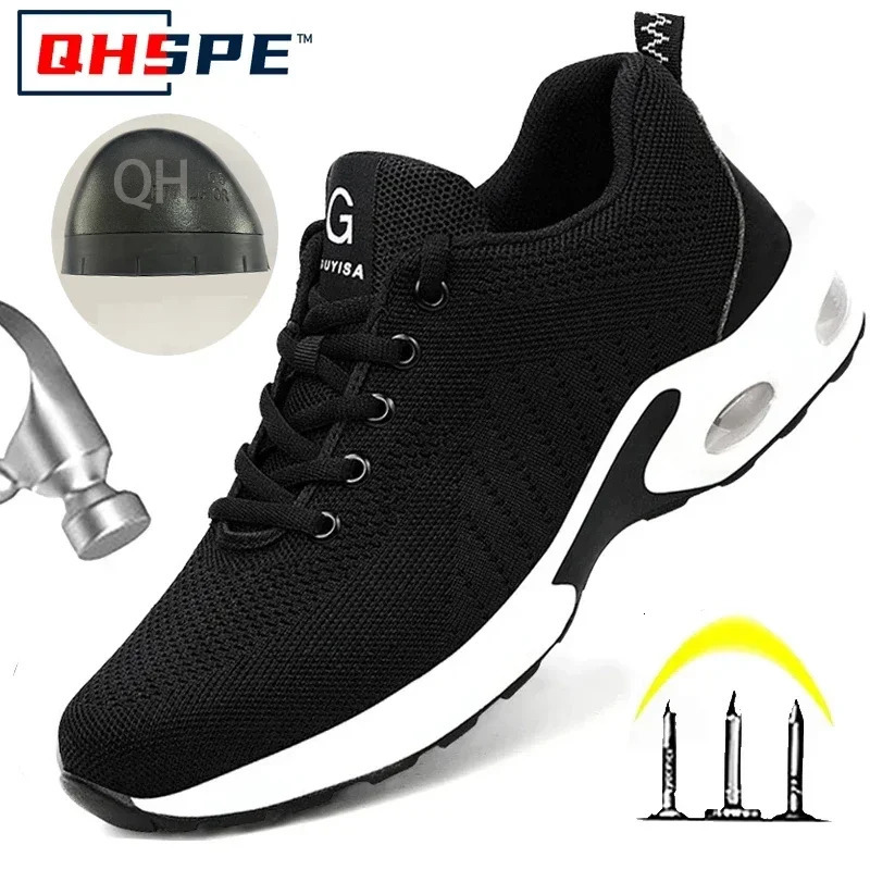 Summer Air Cushion Work Safety Shoes For Men Women Breathable Work Sneakers Steel Toe Shoes Anti-puncture Safety Protective Shoe 250805