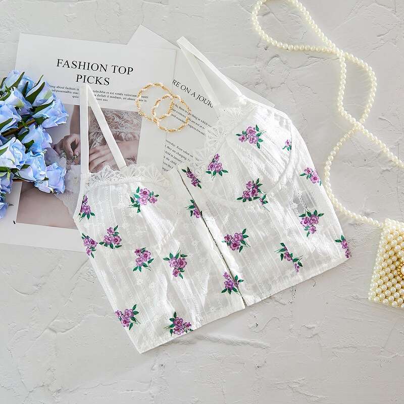 Sexy Slim Pure Desire Camisole Fashion Hot Girl Lace Ultra Short Vest Inner Wear for Women