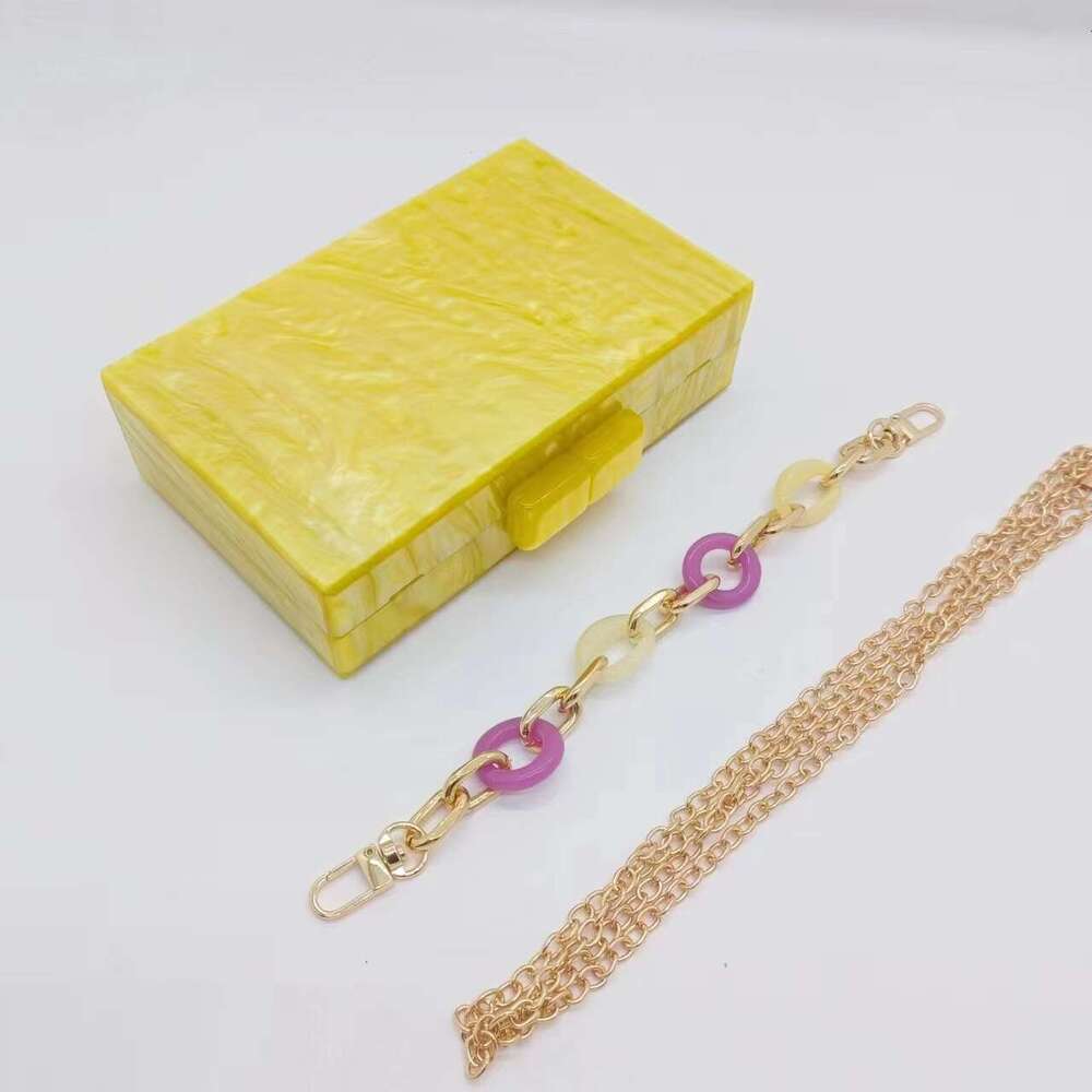 Women's New Yellow Pearlescent Acrylic Evening Bag Single Shoulder Crossbody Wedding Banquet Clutch