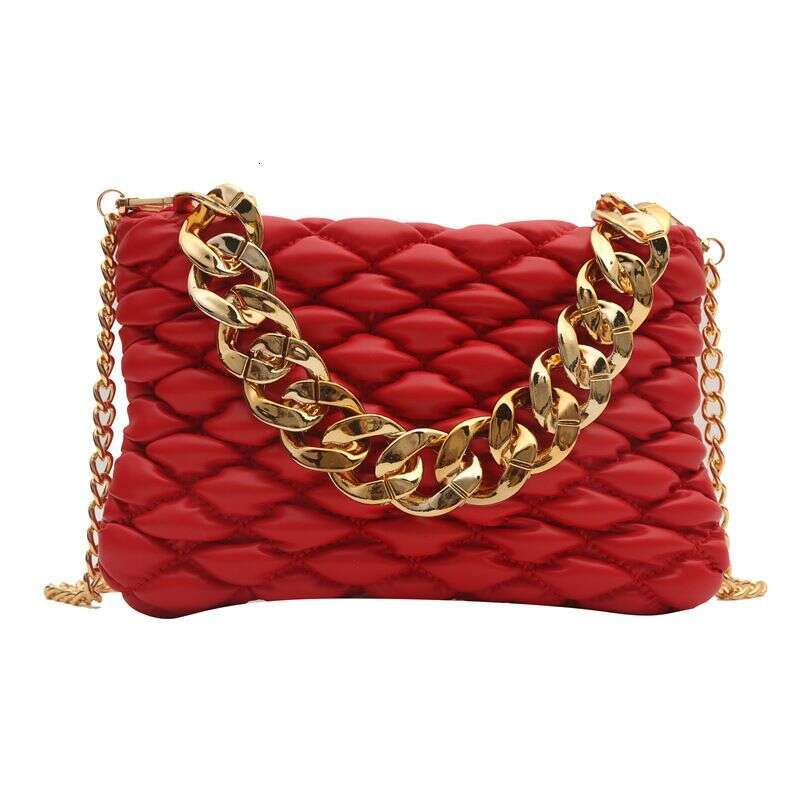 designer leisure Women's trend personality simple pleated shoulder women's fashionable texture thick chain crossbody envelope bag